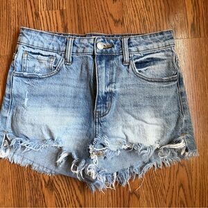 KanCan Frayed Light Wash Denim Cutoff Shorts